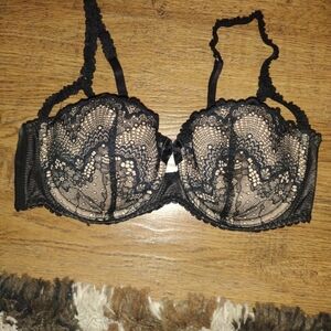 Adore Me Black and Cream Lace Bra